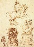Leonardo  Da Vinci Study for the Trivulzio Equestrian Monument oil
